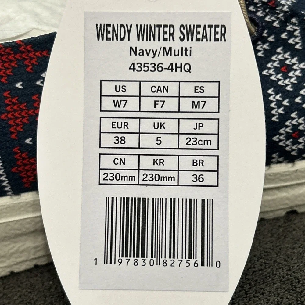 Hey Dude Wendy Winter Sweater Womens 7 Navy Blue Ugly Slip On Shoes 43536-4HQ - Picture 7 of 10
